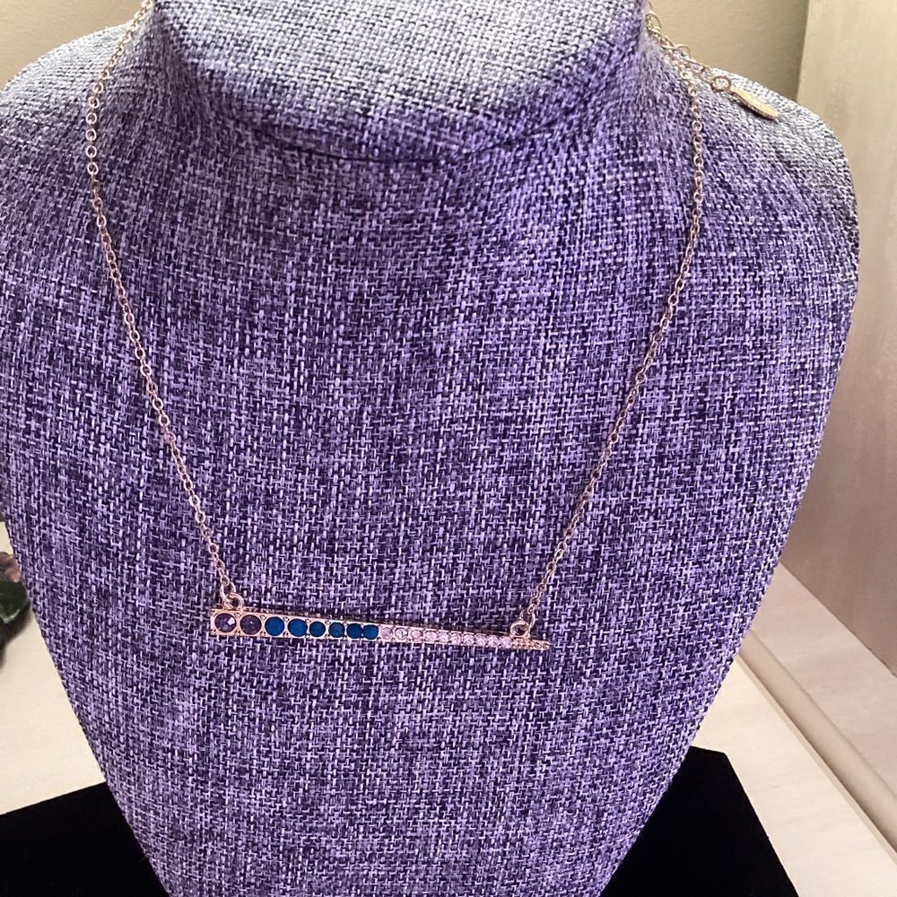 LOGO Brand Goldtone Fine Chain and Crystal-Studded Bar Necklace
